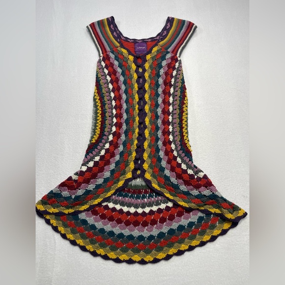 Lulumari Dresses & Skirts - Lulumari Multicolor Crochet Vest Boho Festival Open Knit Tunic Hippie Small